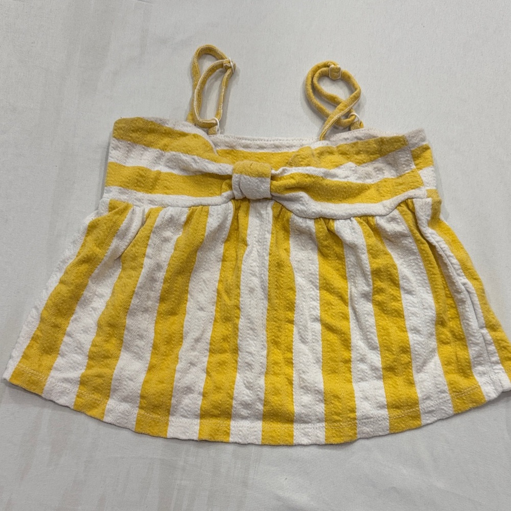 Old Navy Yellow and White Striped Kids Tank Top